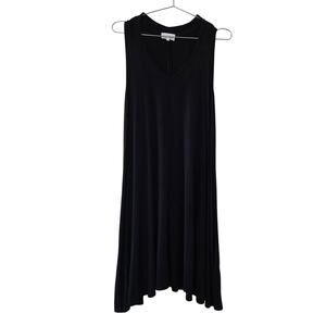 Thyme & Honey Black Sleeveless Midi Dress Womens M Flowy Rayon Spandex Made USA